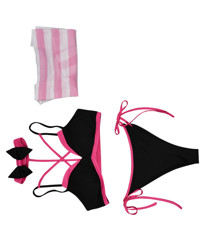 Angel Dust Hazbin Hotel Original Design Women Pink And Black Bikini Set